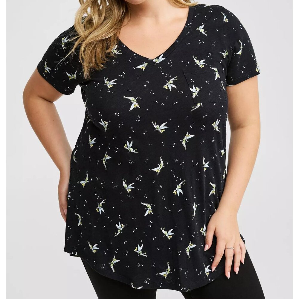 Torrid Disney Tinkerbell Classic Fit V-Neck Tunic Top 2X